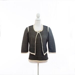 Carlisle Black and White Open Front Cardigan Tank Set